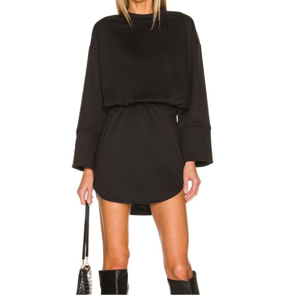 REVOLVE Black Long Sleeve Mini Sweatshirt Dress